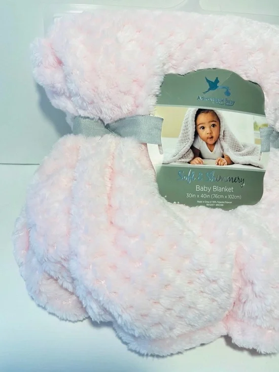 Adirondack Baby by Berkshire My Cozy Baby Roses & Shimmery Pink Blanket Lot of 2 - Picture 9 of 11